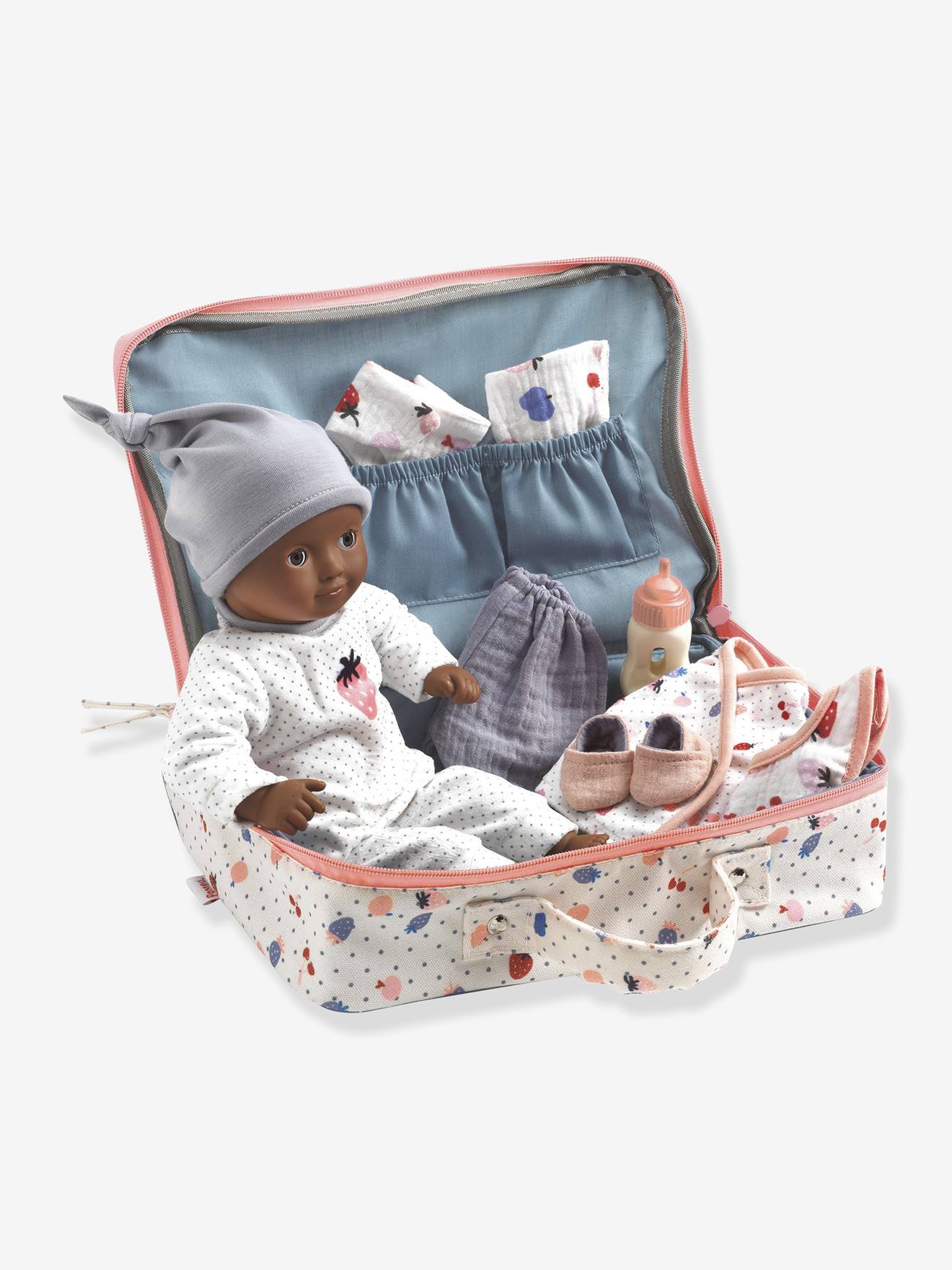 La valise poupon + accessoires cerise