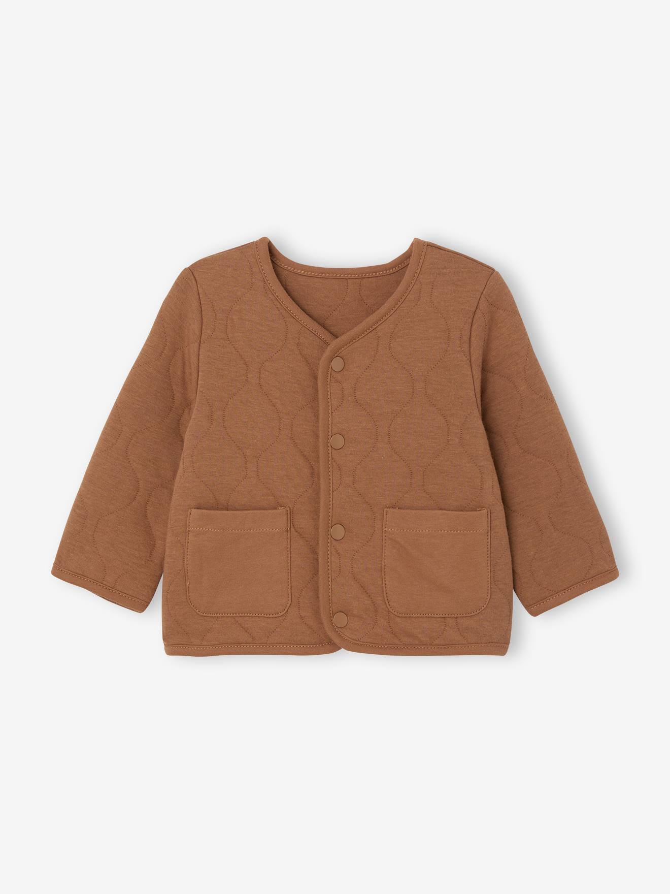 Cardigan matelassé bébé pressionné caramel