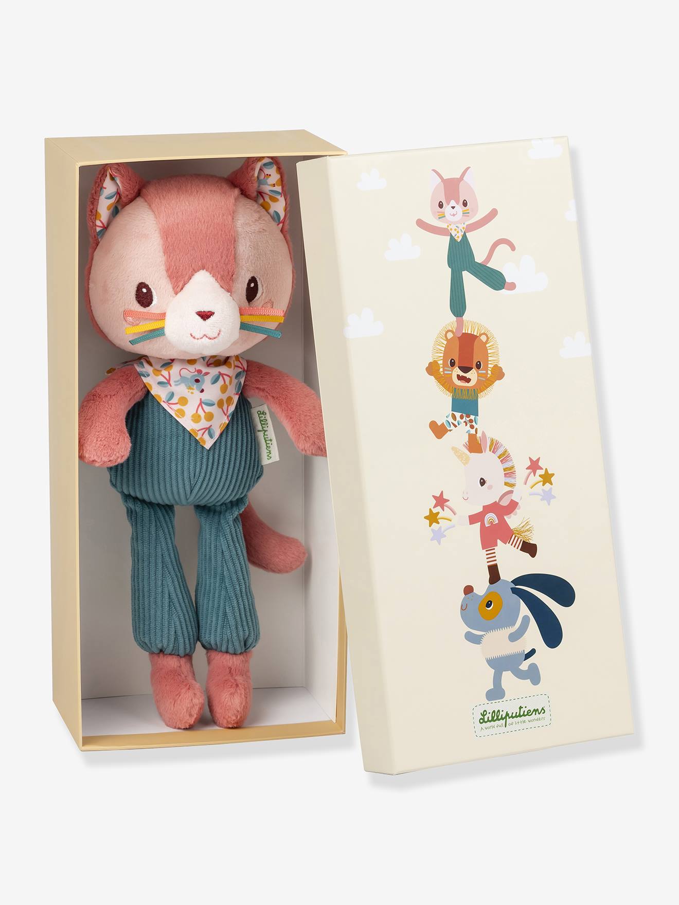 Peluche câline et sa boite cadeau S rose