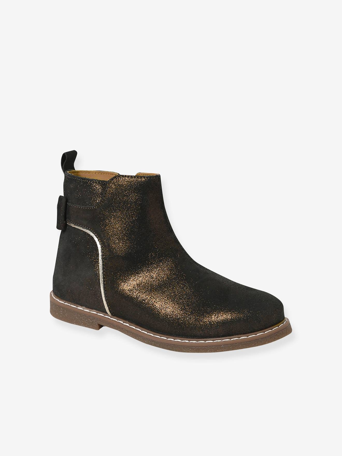 Boots enfant fille cuir zippes noir imprim 28 €