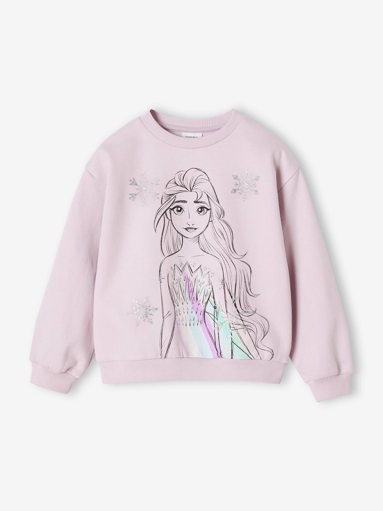 Sweat Reine des neiges Elsa glitter lilas poudré