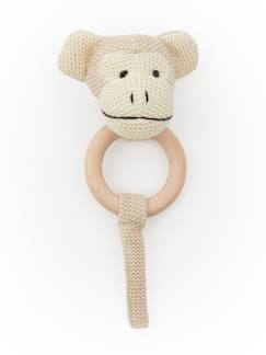 Jouet-Premier âge-Hochet peluche faon ella, anneau dentition bois