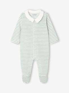 -Pyjama bébé garçon en velours rayé personnalisable