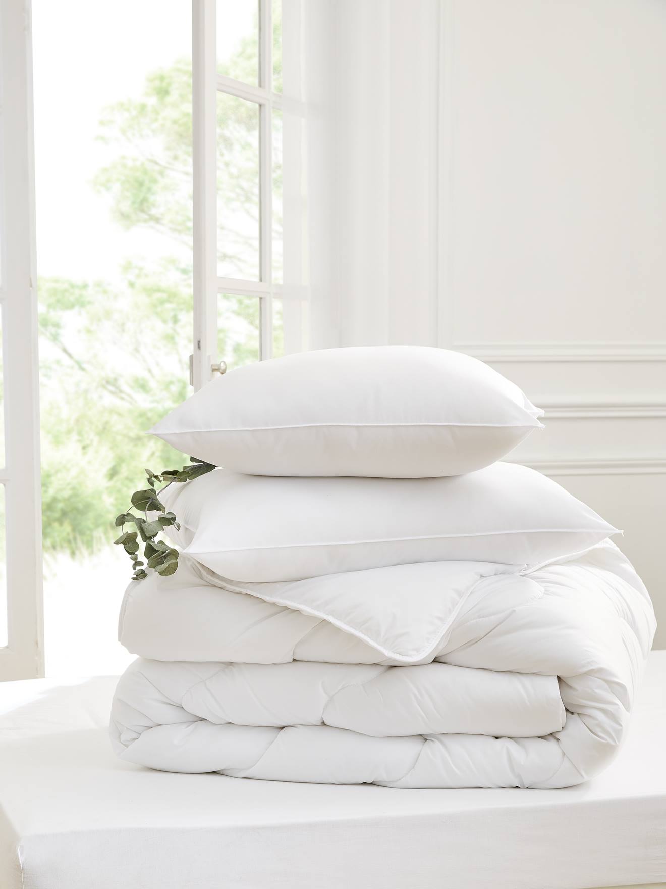 Oreiller moelleux Eole respirant blanc