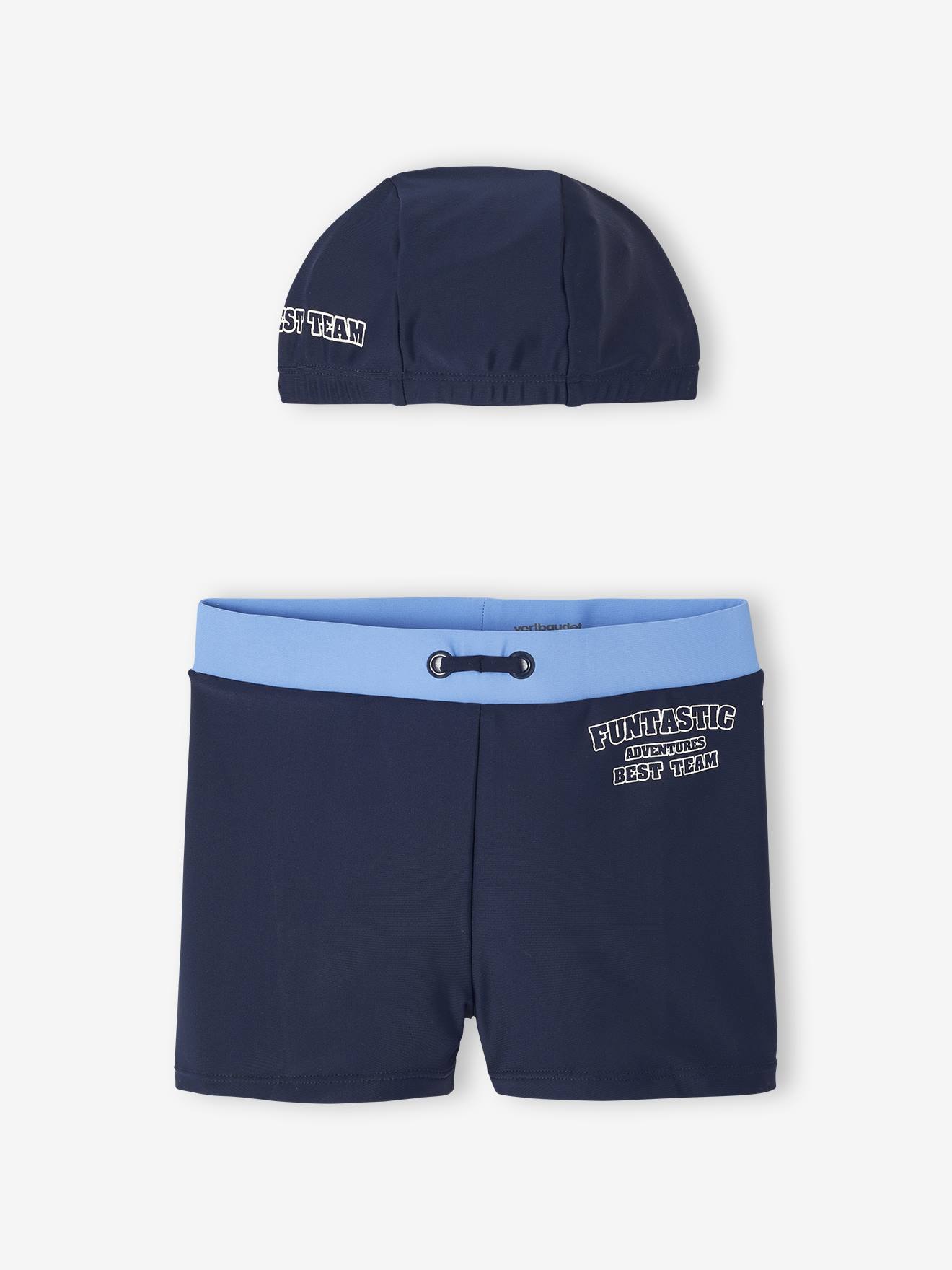 Ensemble de bain boxer + bonnet garçon encre