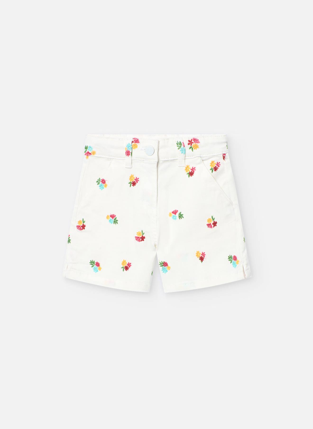 Short Imprimé Avec Passants À La Taille Blanc