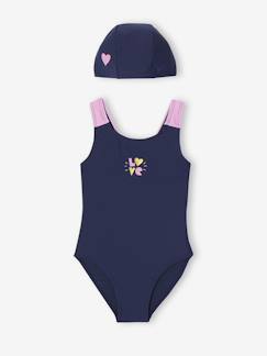 -Ensemble de bain maillot 1 pièce + bonnet fille