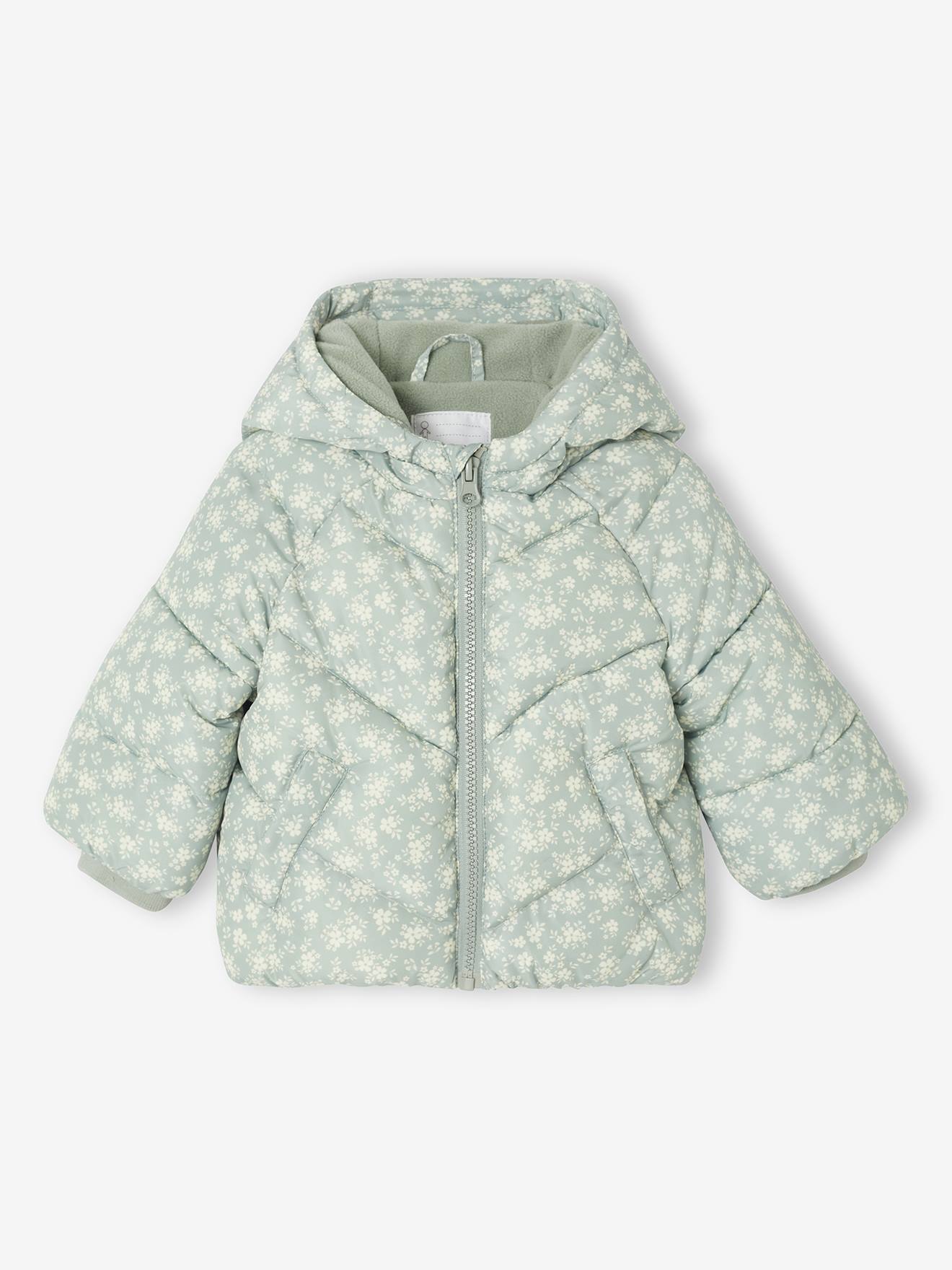 Doudoune bb imprime capuche vert sauge 23 €