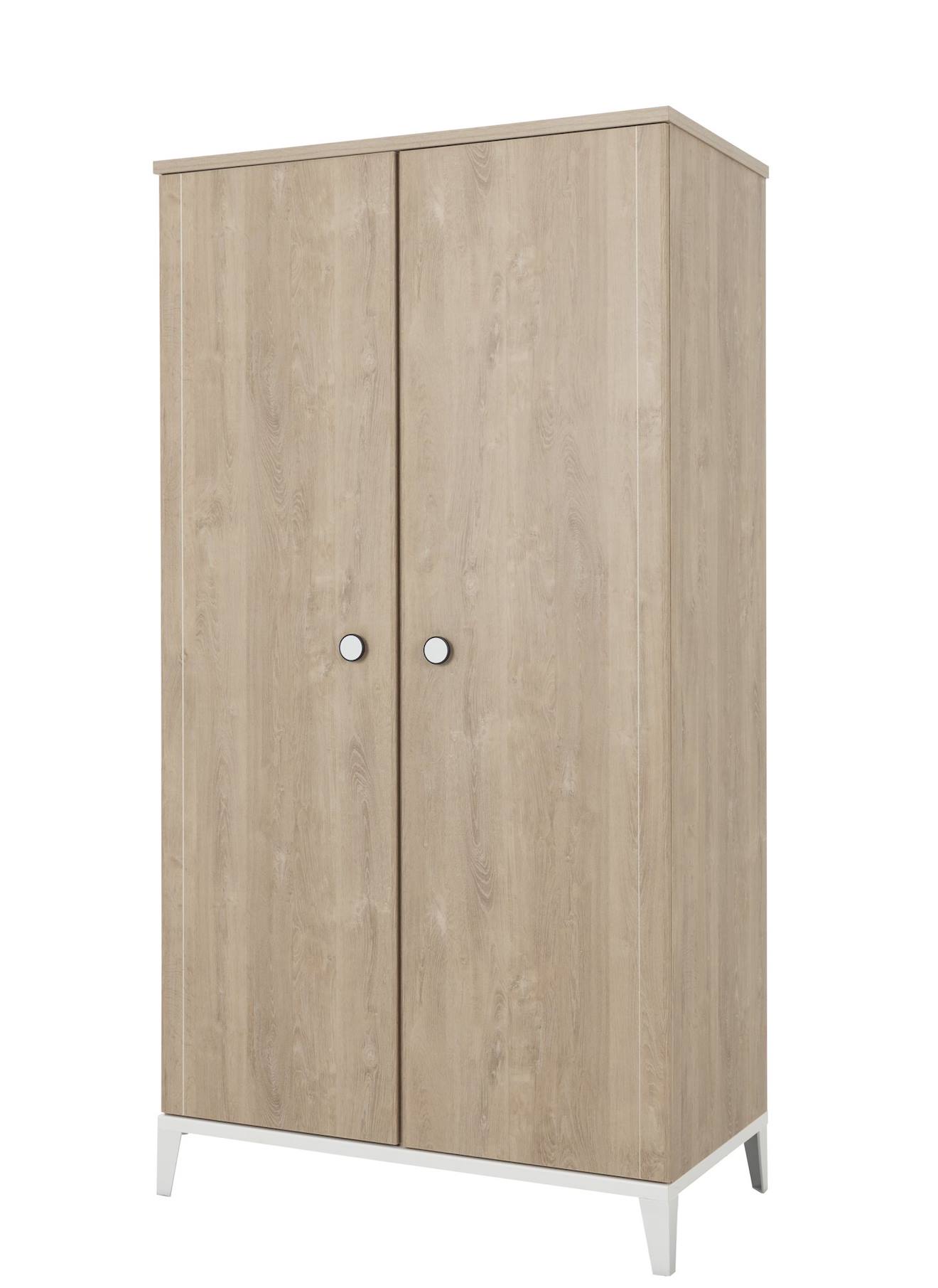 Armoire 2 Portes Avec Penderie Marcel Chêne Blond-blanc (Galipette) - Image 2