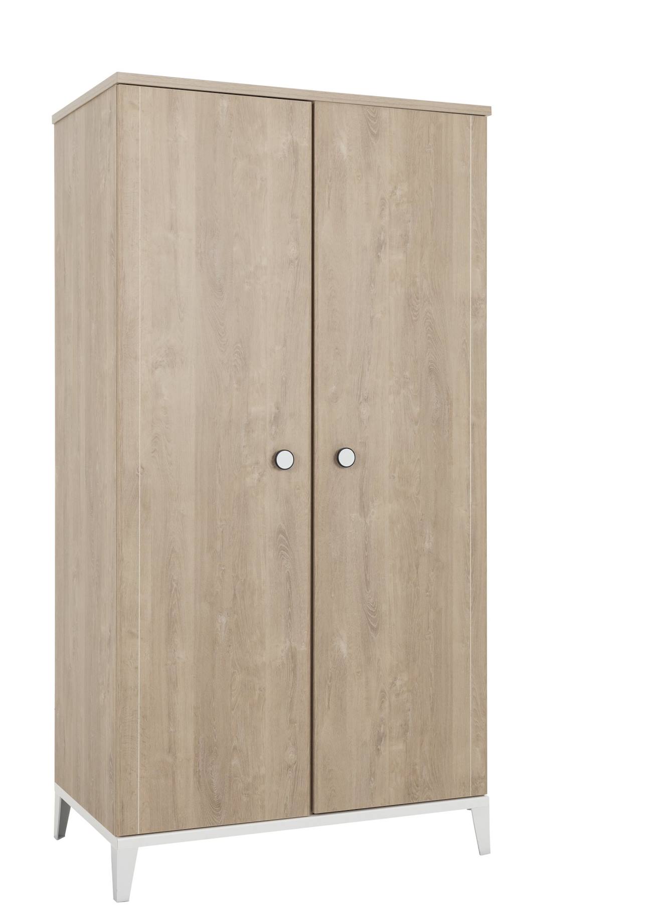 Armoire 2 Portes Avec Penderie Marcel Chêne Blond-blanc (Galipette) - Image 1