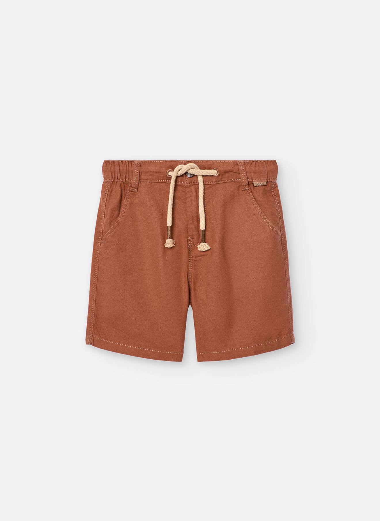 Bermuda Uni Avec Fermeture À Boutons Et Cordon De Réglage Marron