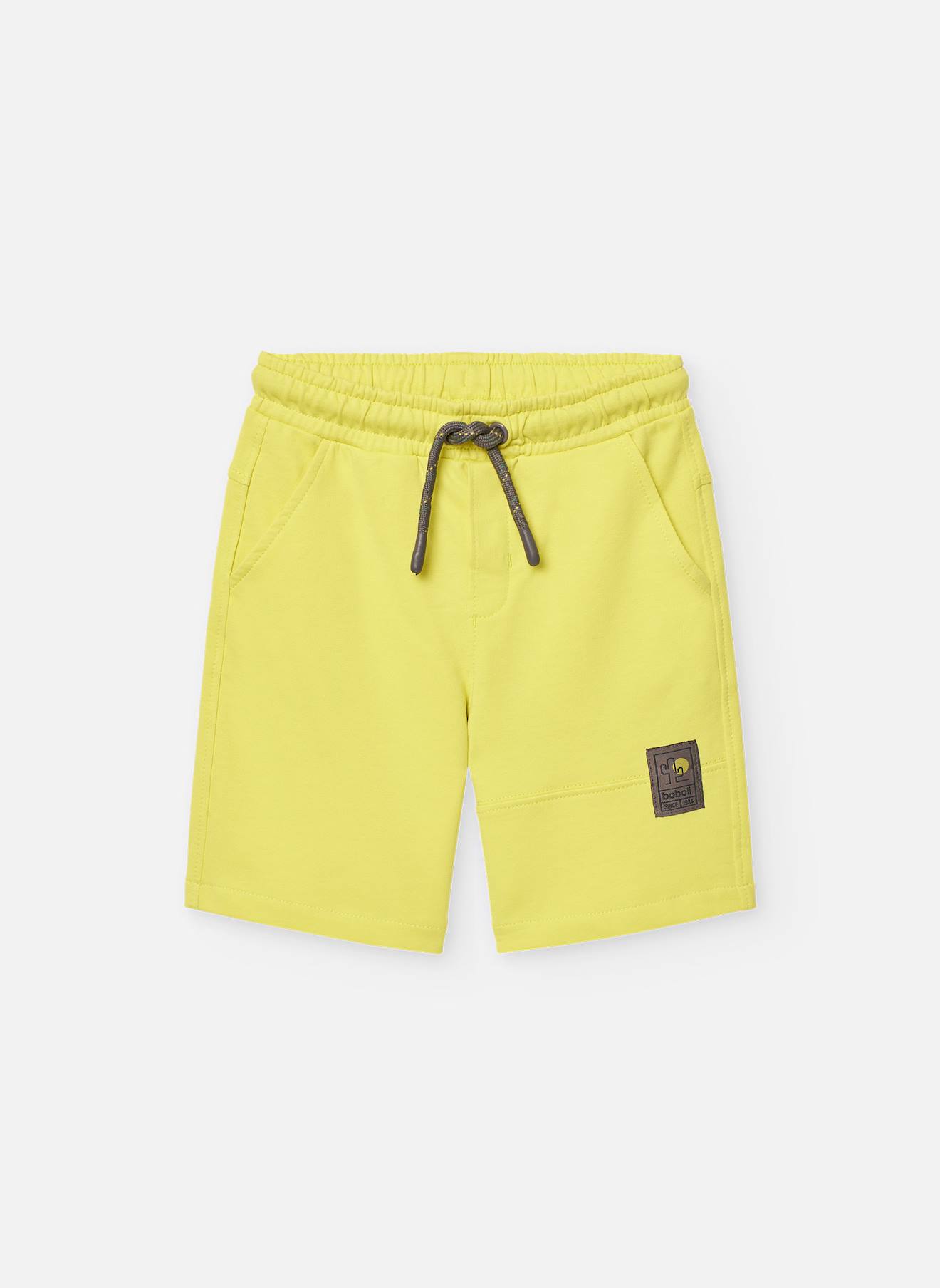 Bermuda Uni En Coton Avec Cordon De Serrage Jaune