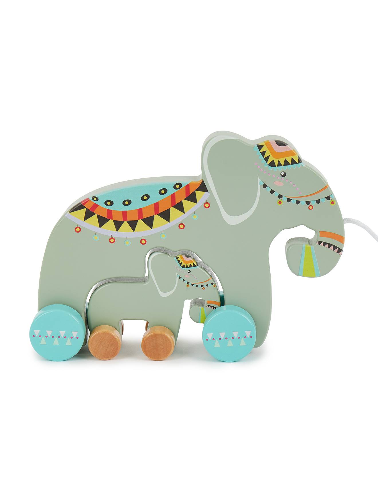 Jouet À Tirer En Bois Éléphants Éléphants Peints