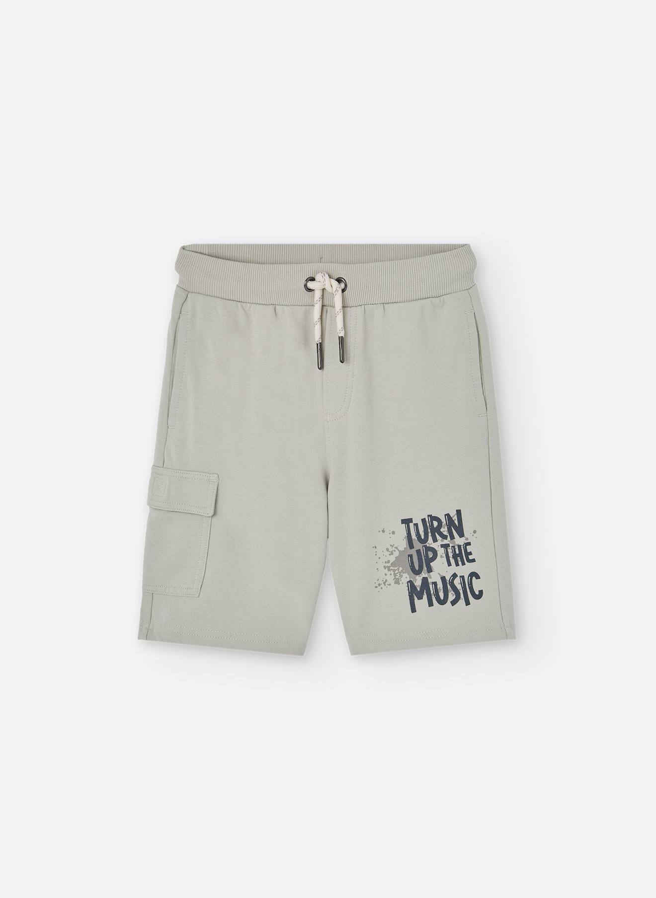 Bermuda En Coton Avec Poche Cargo Et Cordon De Serrage Gris