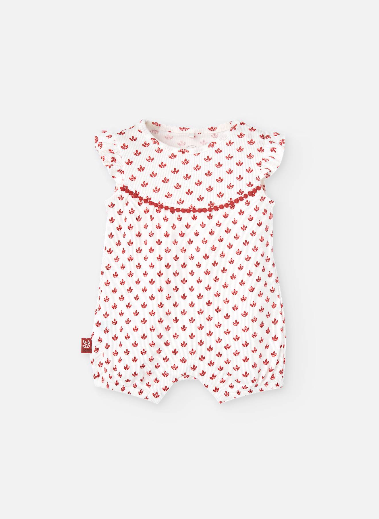 Barboteuse En Coton Micro-imprimé Blanc