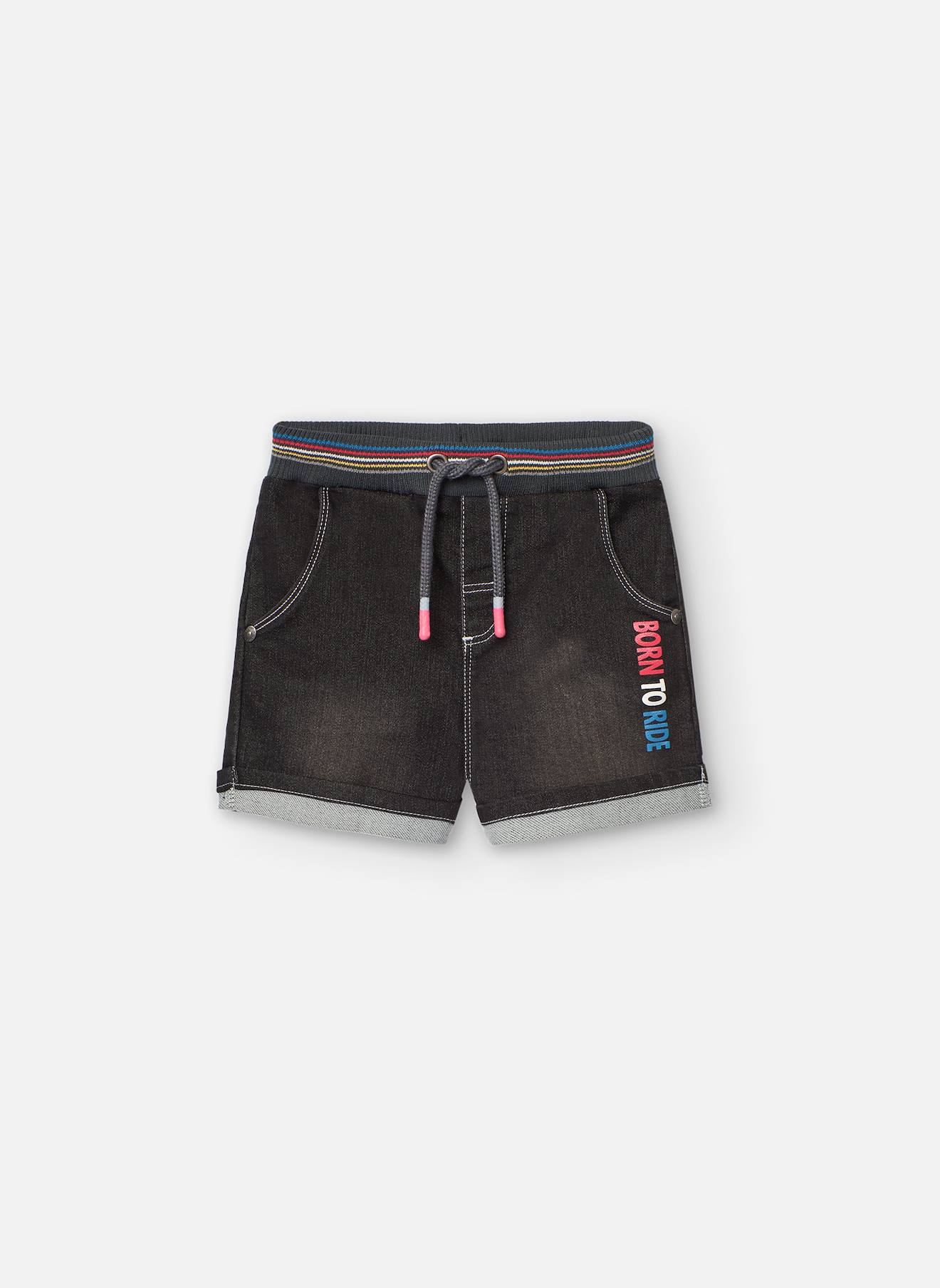 Bermuda Avec Taille En Maille Côtelée Et Cordon De Serrage Noir