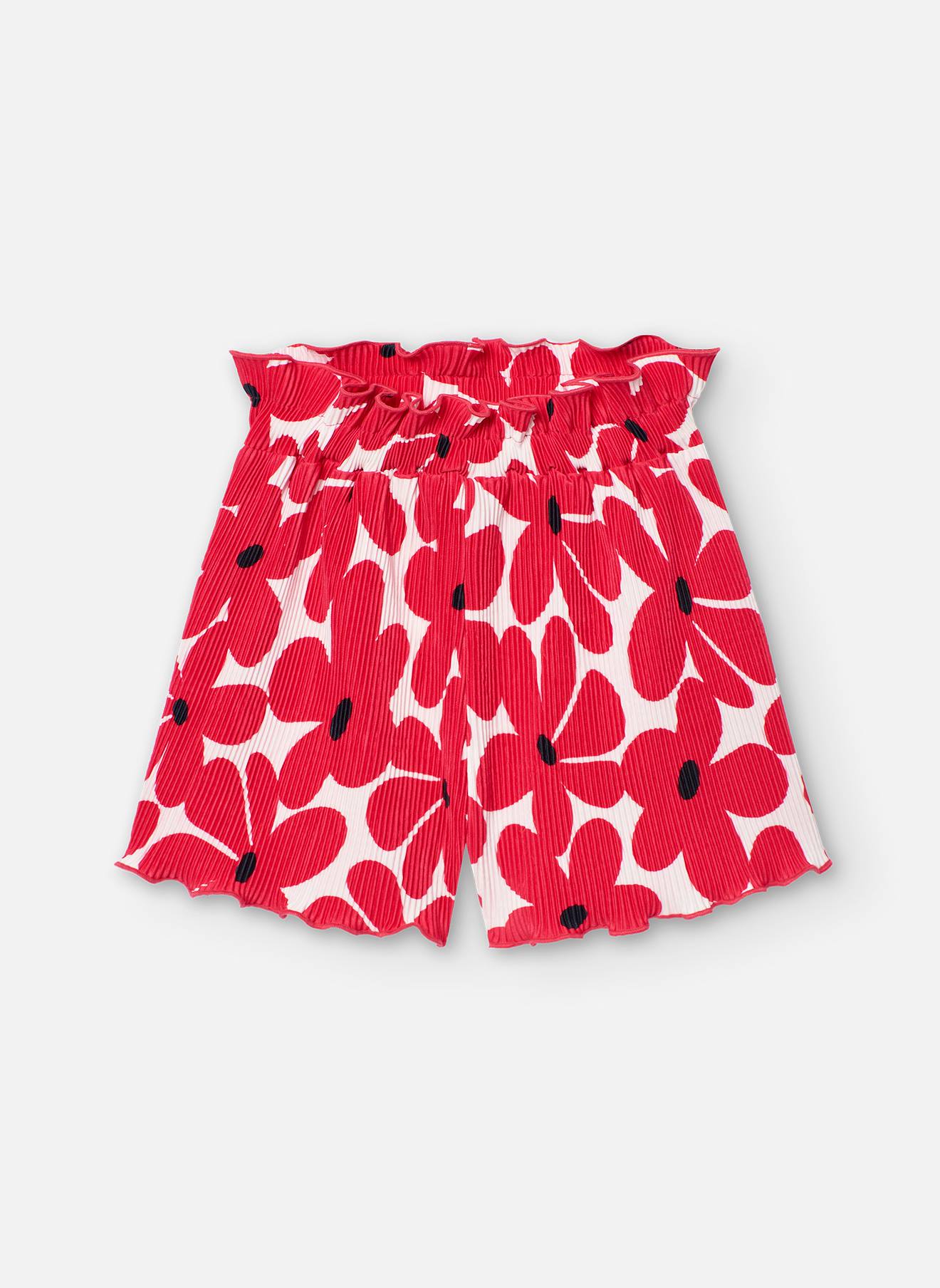 Bermuda Plissé Avec Imprimé Fleurs Rose
