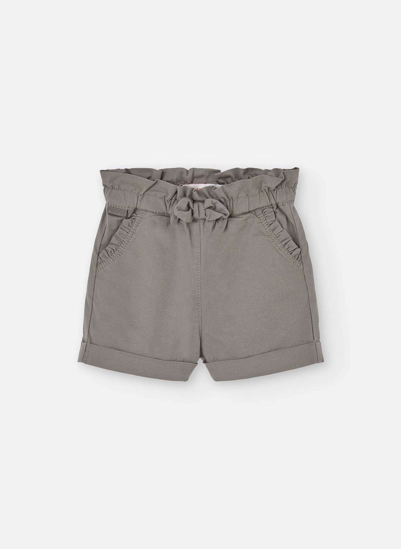Short Uni En Coton Avec Taille Élastique Marron
