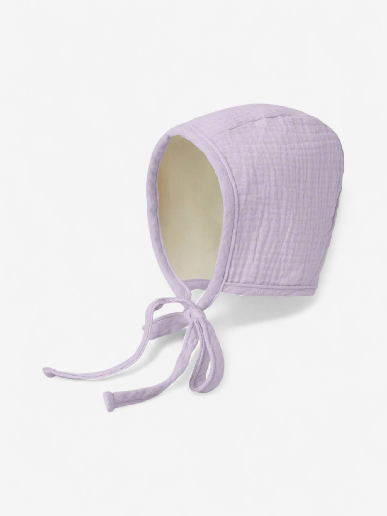 Bonnet Bébé En Mousseline De Coton Violet