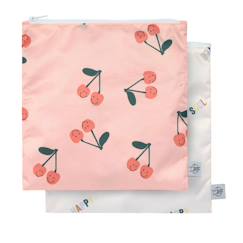 Puériculture-Repas-Vaisselle, coffret repas-Lot de 2 pochettes à snack happy fruits cerise