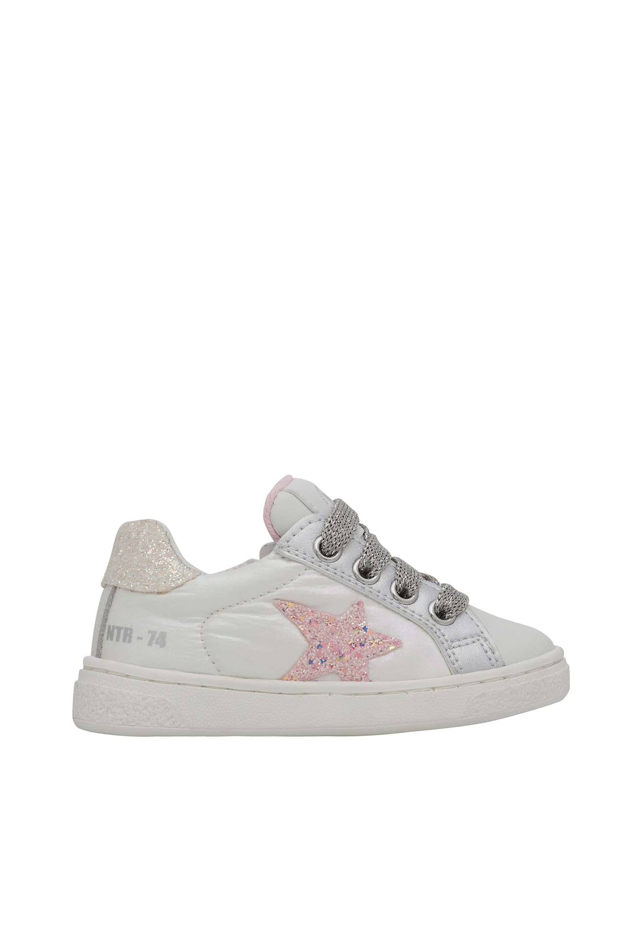 Baskets En Cuir Et Tissu Pinn Zip. Rose