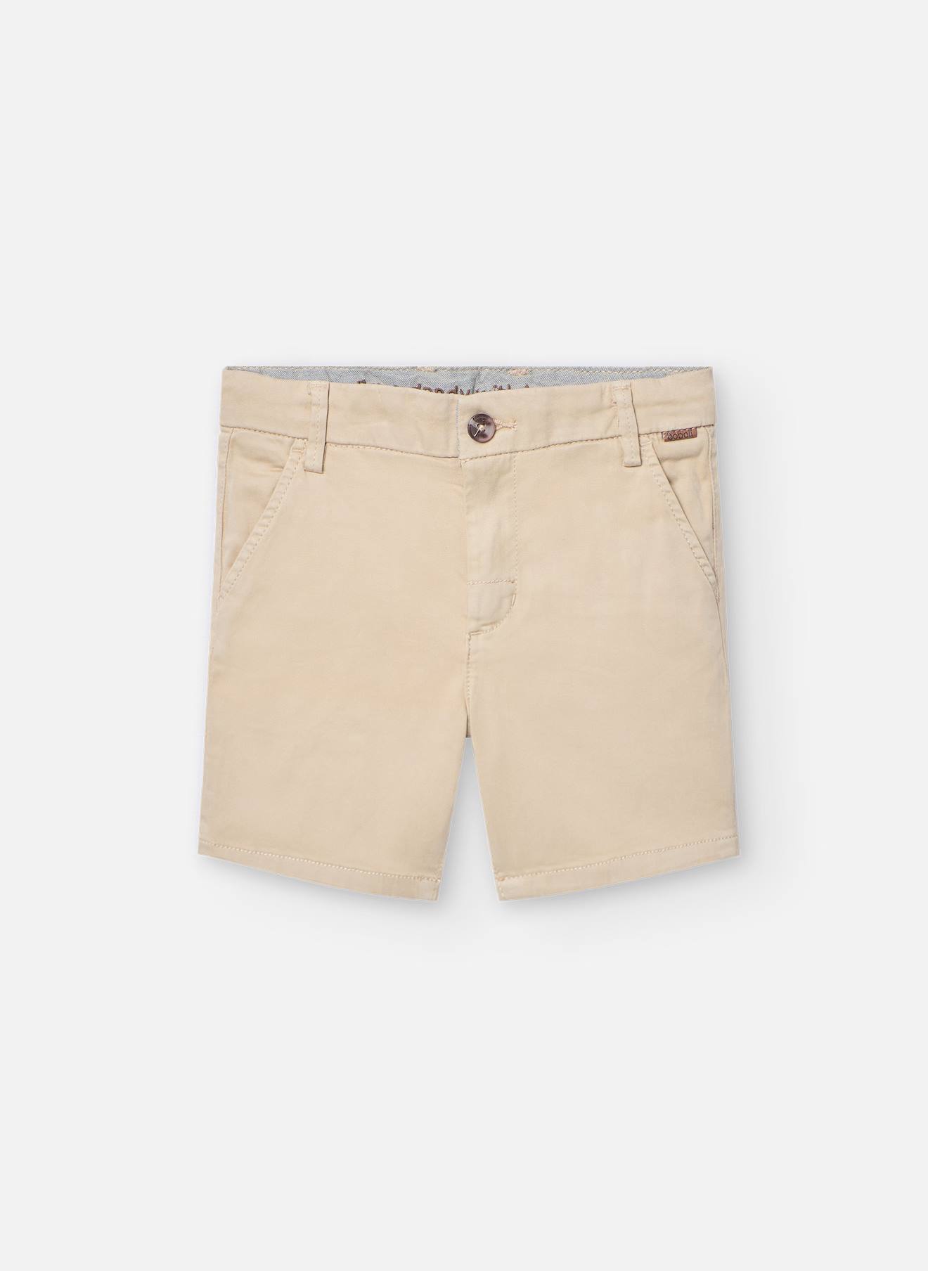 Bermuda Uni Avec Passants À La Taille Beige