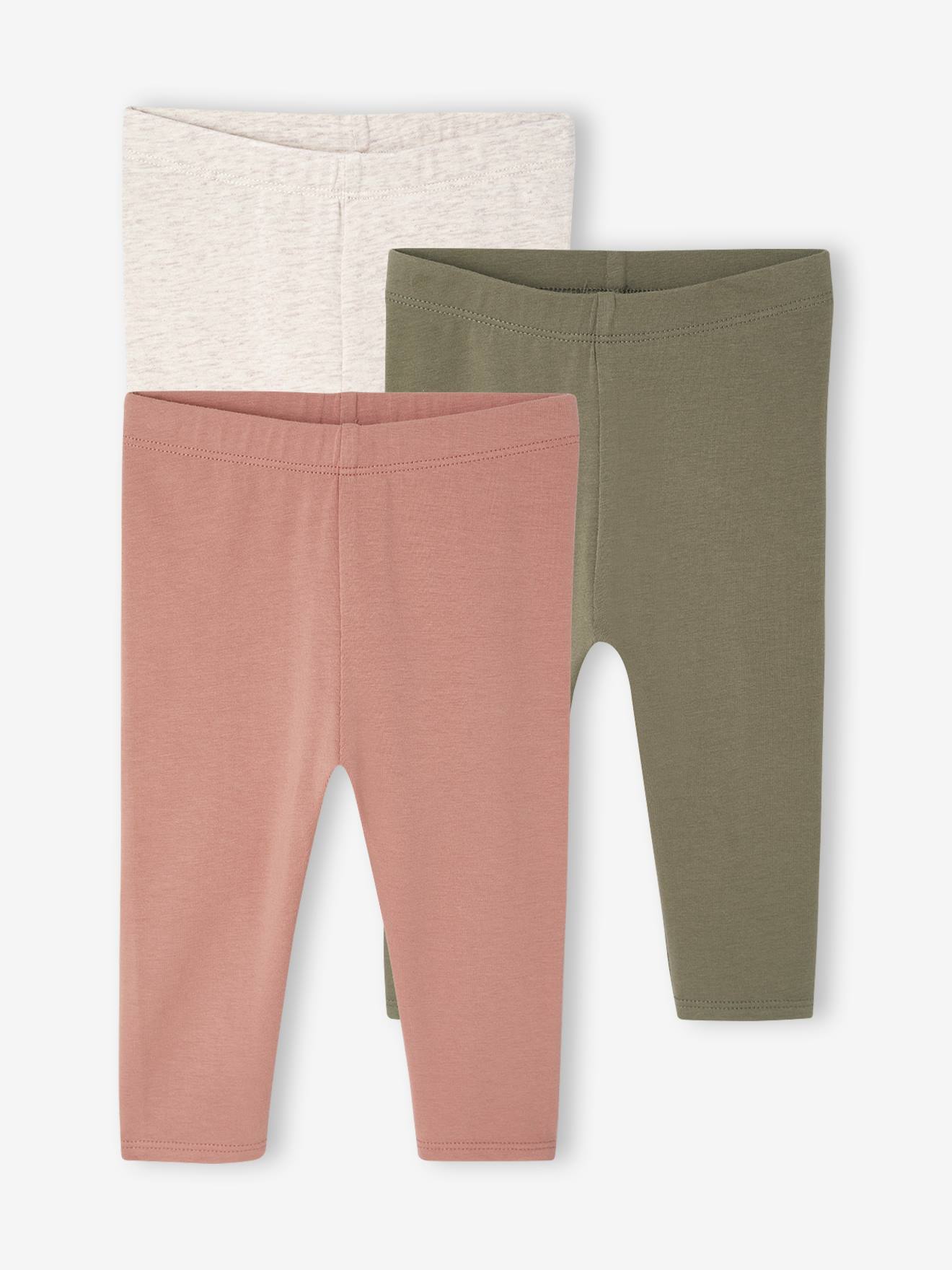 Vertbaudet - Lot 3 leggings unis bébé vieux rose