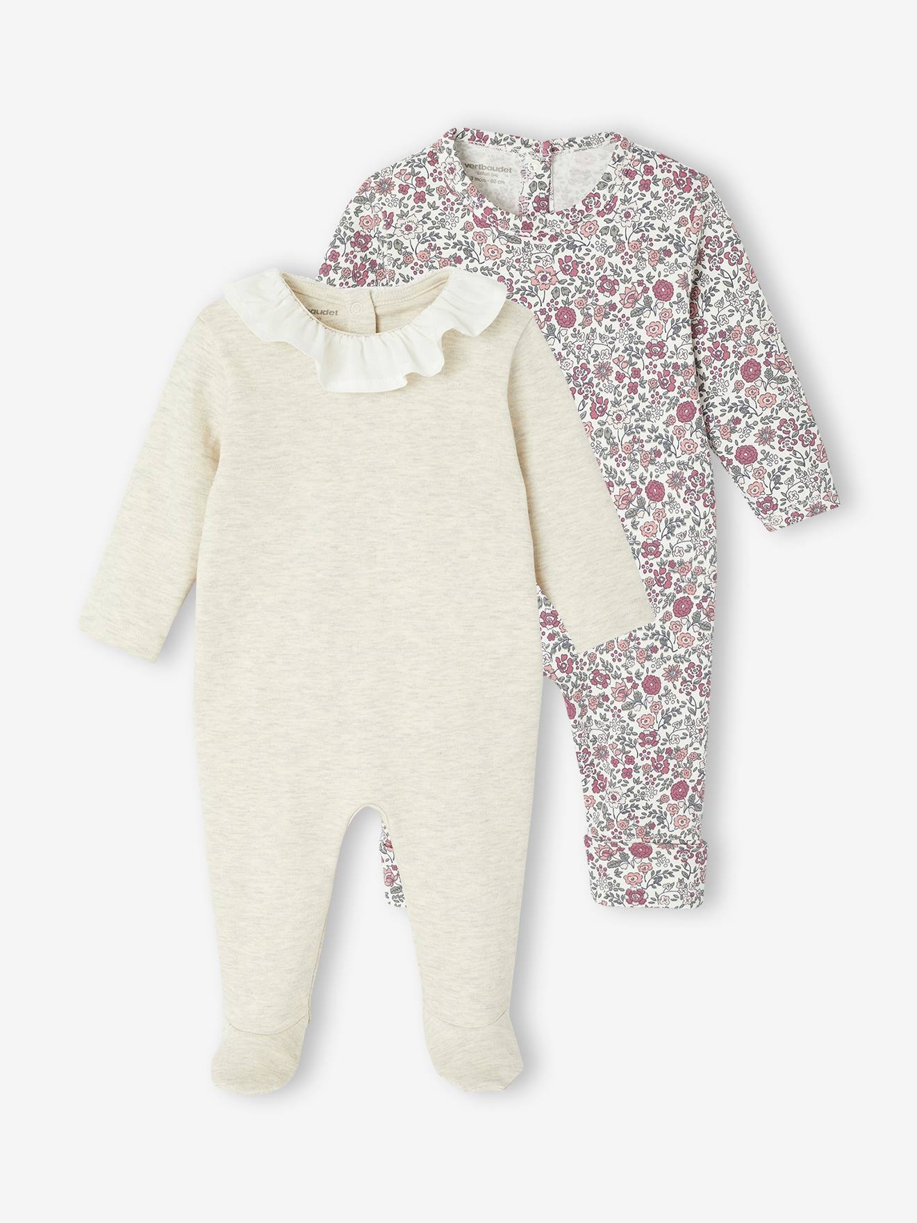 Lot de 2 pyjamas bébé fille transformables beige chiné