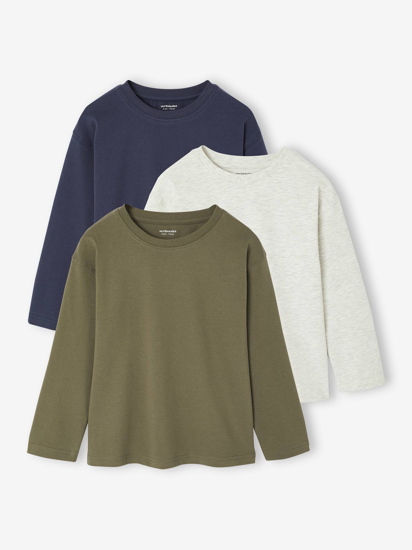 Lot 3 tee-shirts garçon unis olive