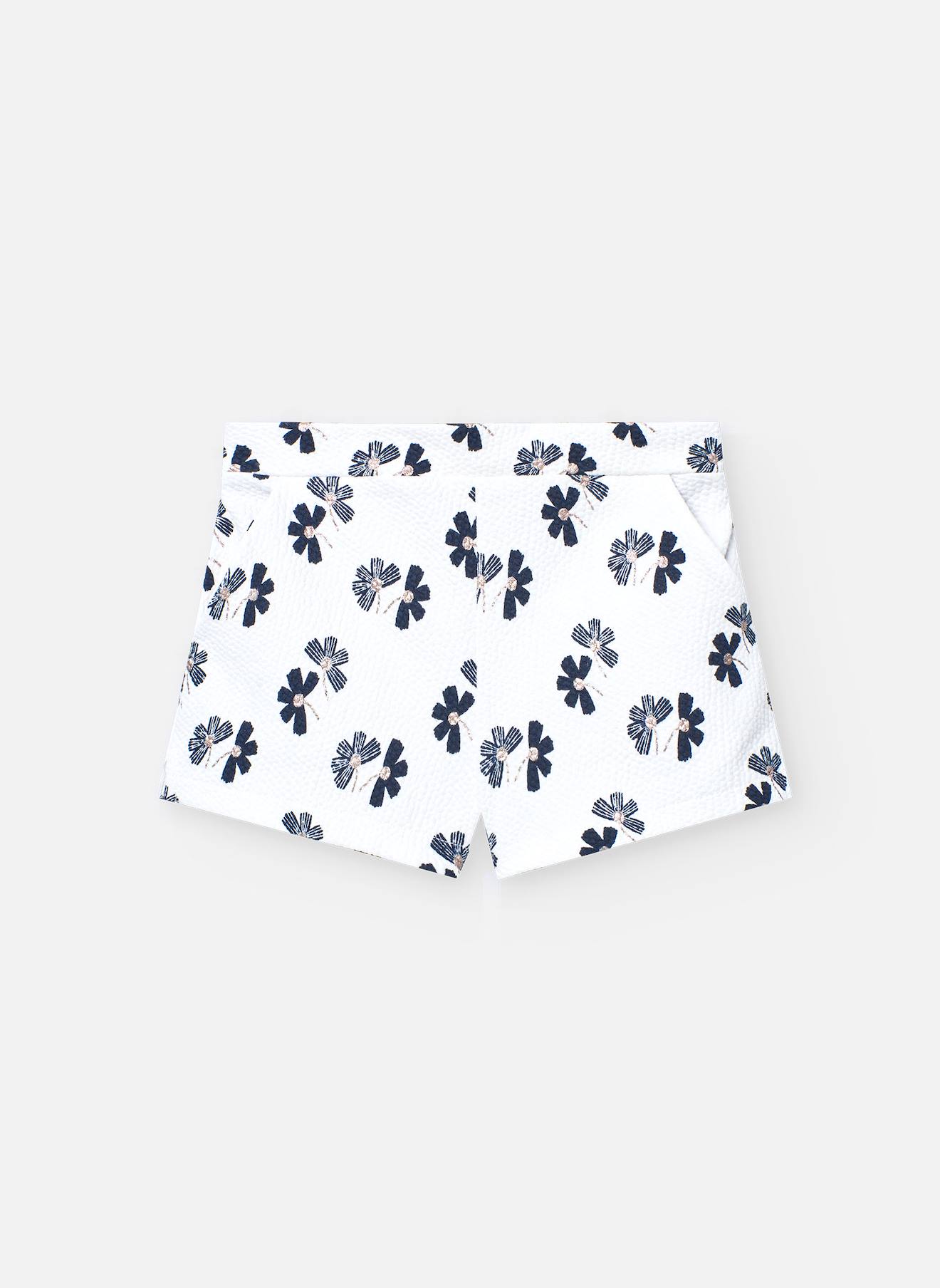 Short Avec Taille Élastiquée Et Imprimé Fleurs Blanc