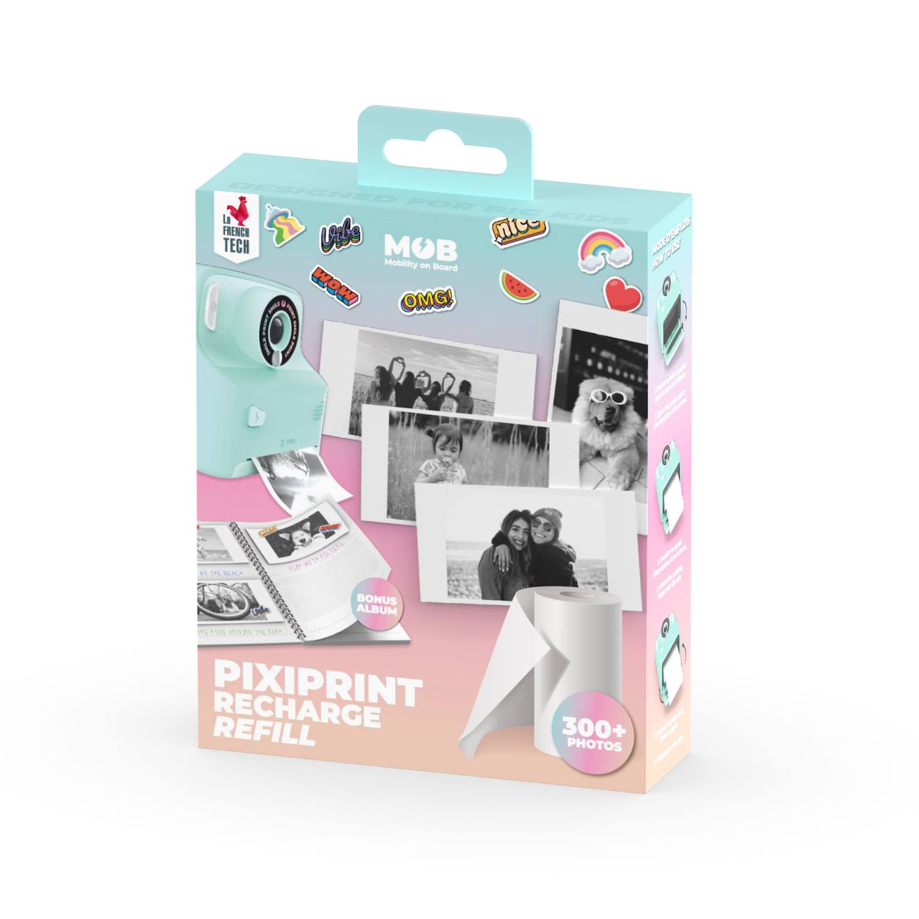 Kit Créatif Pixiprint - 3 Rouleaux Standards + 1 Rouleau Autocollant + Album Multicolore