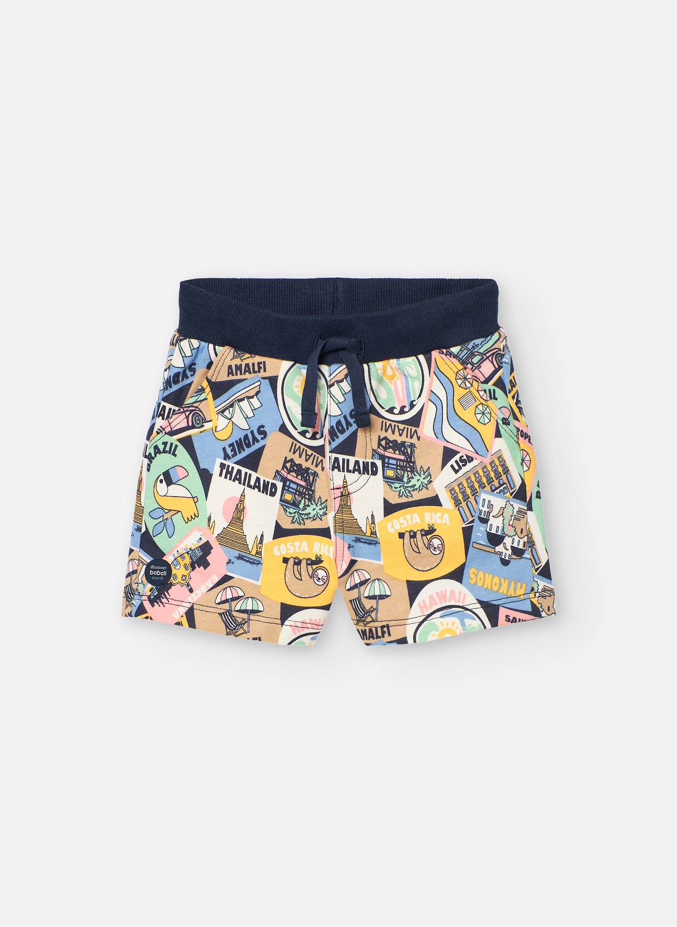 Bermuda En Coton Avec Imprimé Fantaisie Multicolore