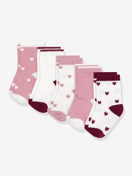 Lot de 5 paires de chaussettes bébé motifs coeurs bleu 1 - vertbaudet enfant 