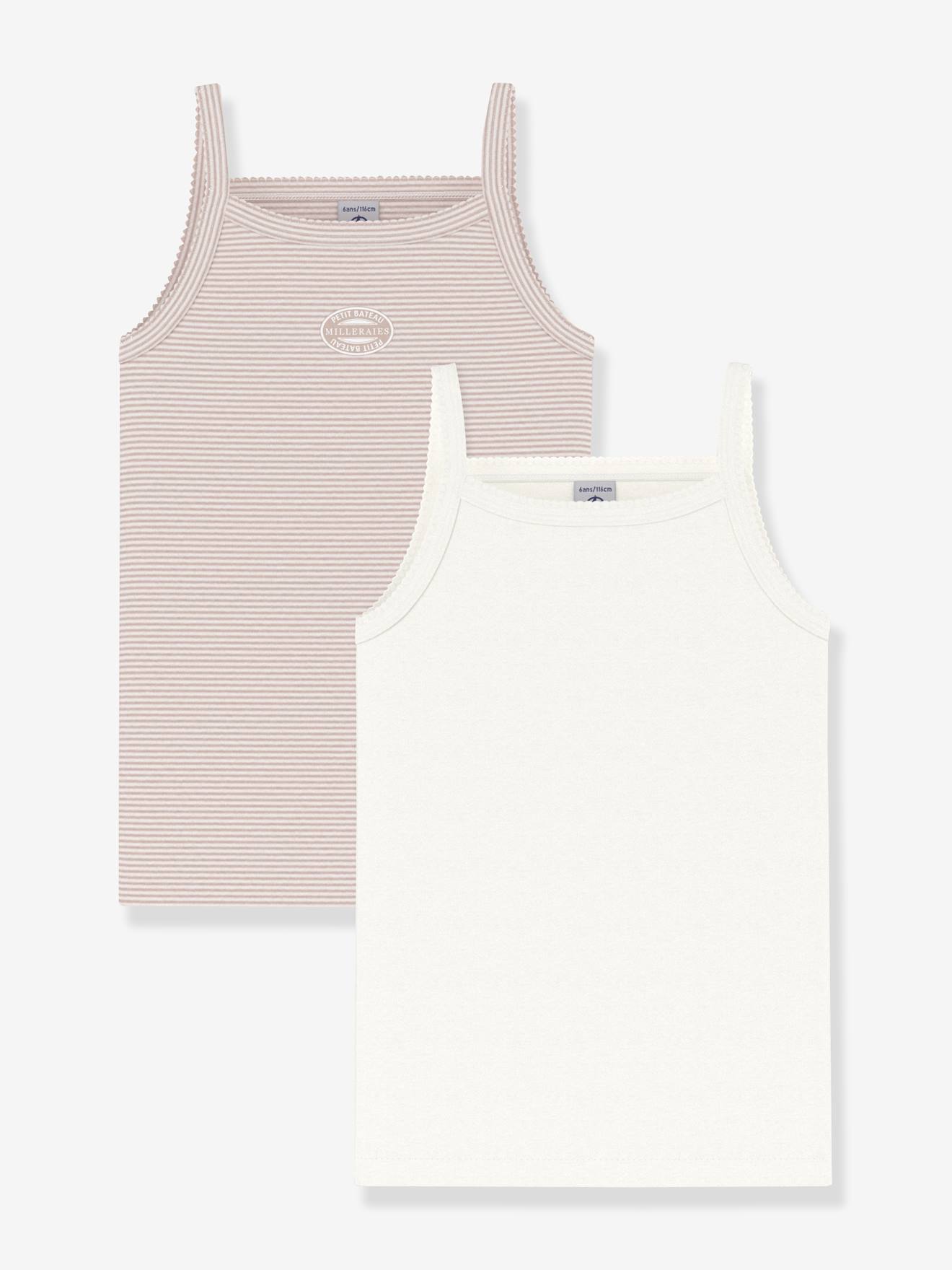 Lot de 2 débardeurs à fines bretelles en coton rose pâle