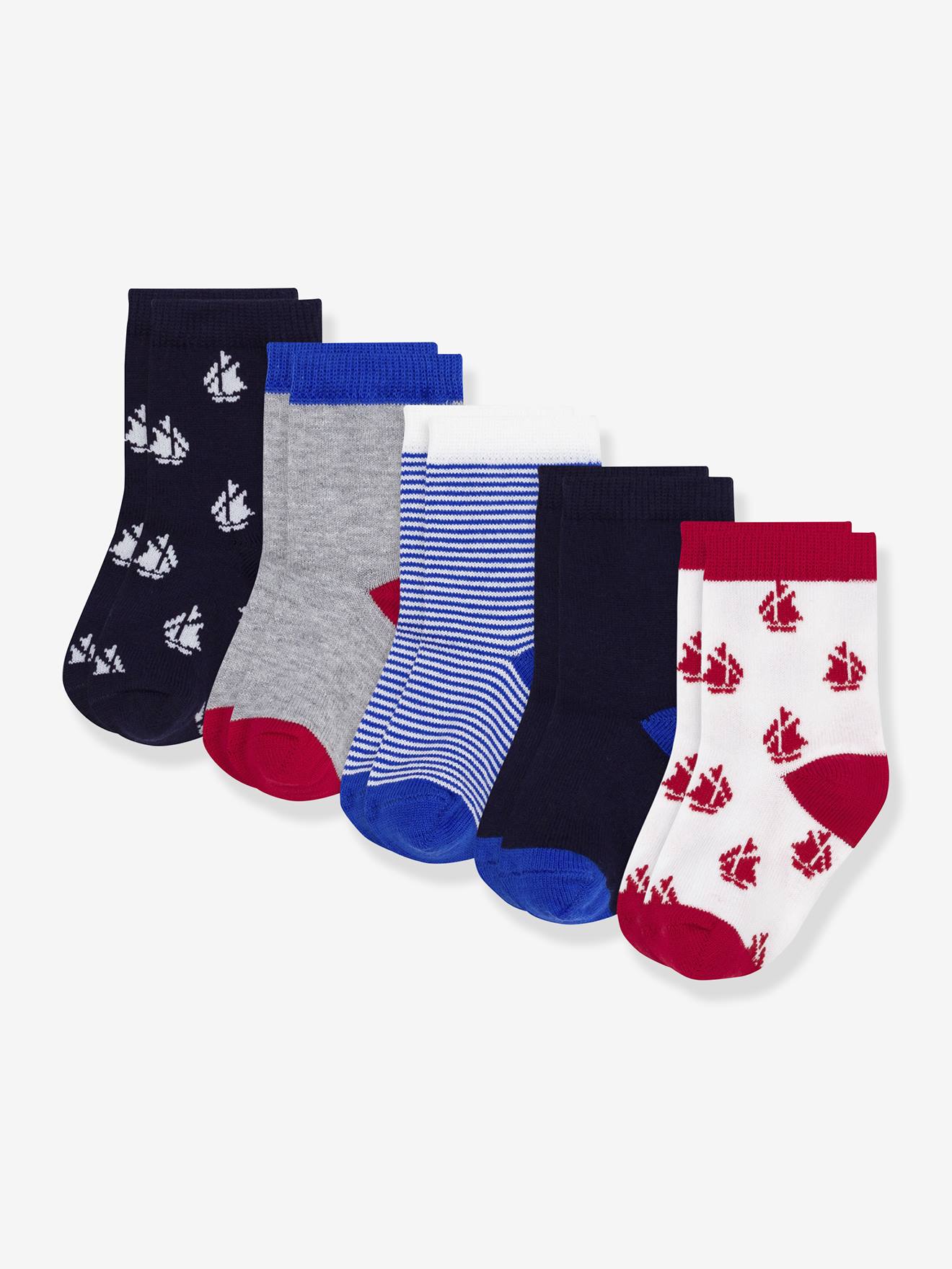 Lot de 5 paires de chaussettes bébé mixtes bleu