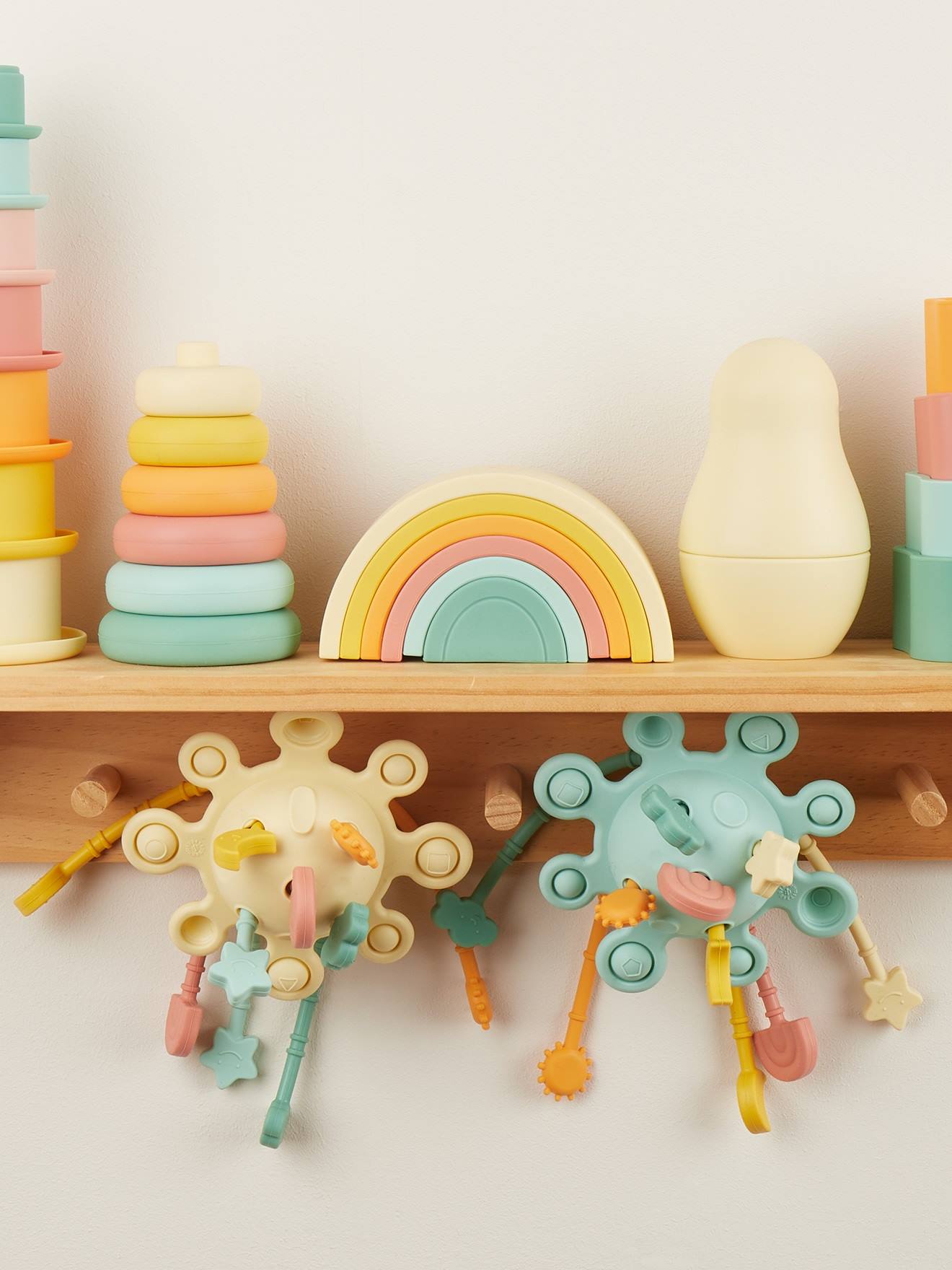 Jouet Sensoriel Bébé Corde à Tirer Silicone – Activité Montessori Avion Éducatif Coloré Avion Jouet Sensoriel