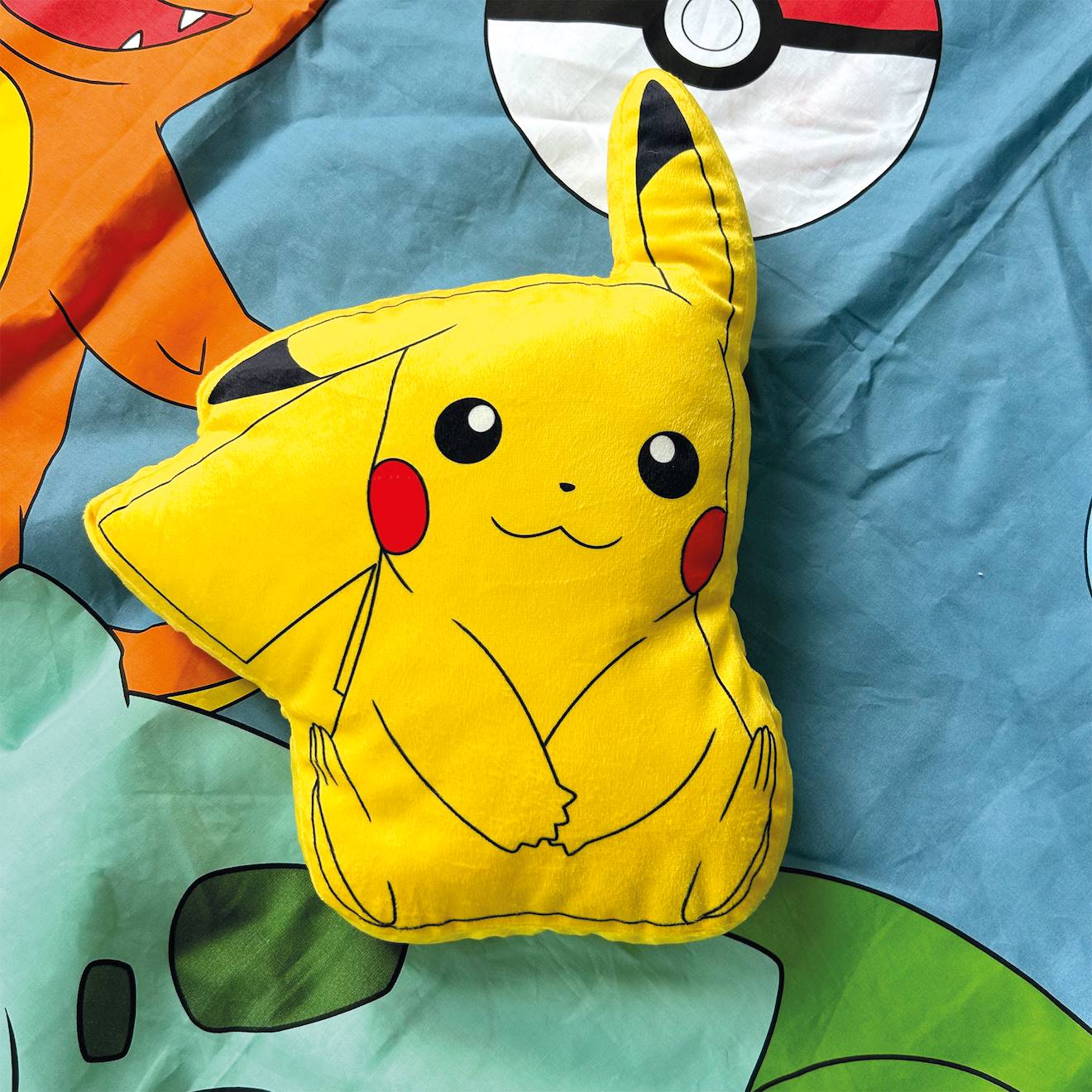 Coussin Imprimé 100% Polyester, Pokemon Pikachu Jaune