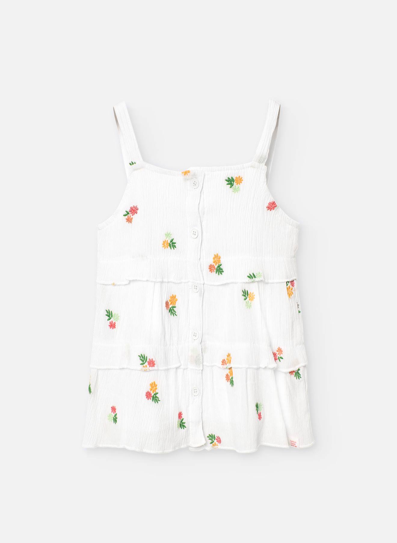 Top En Mousseline De Coton Boutonné Blanc