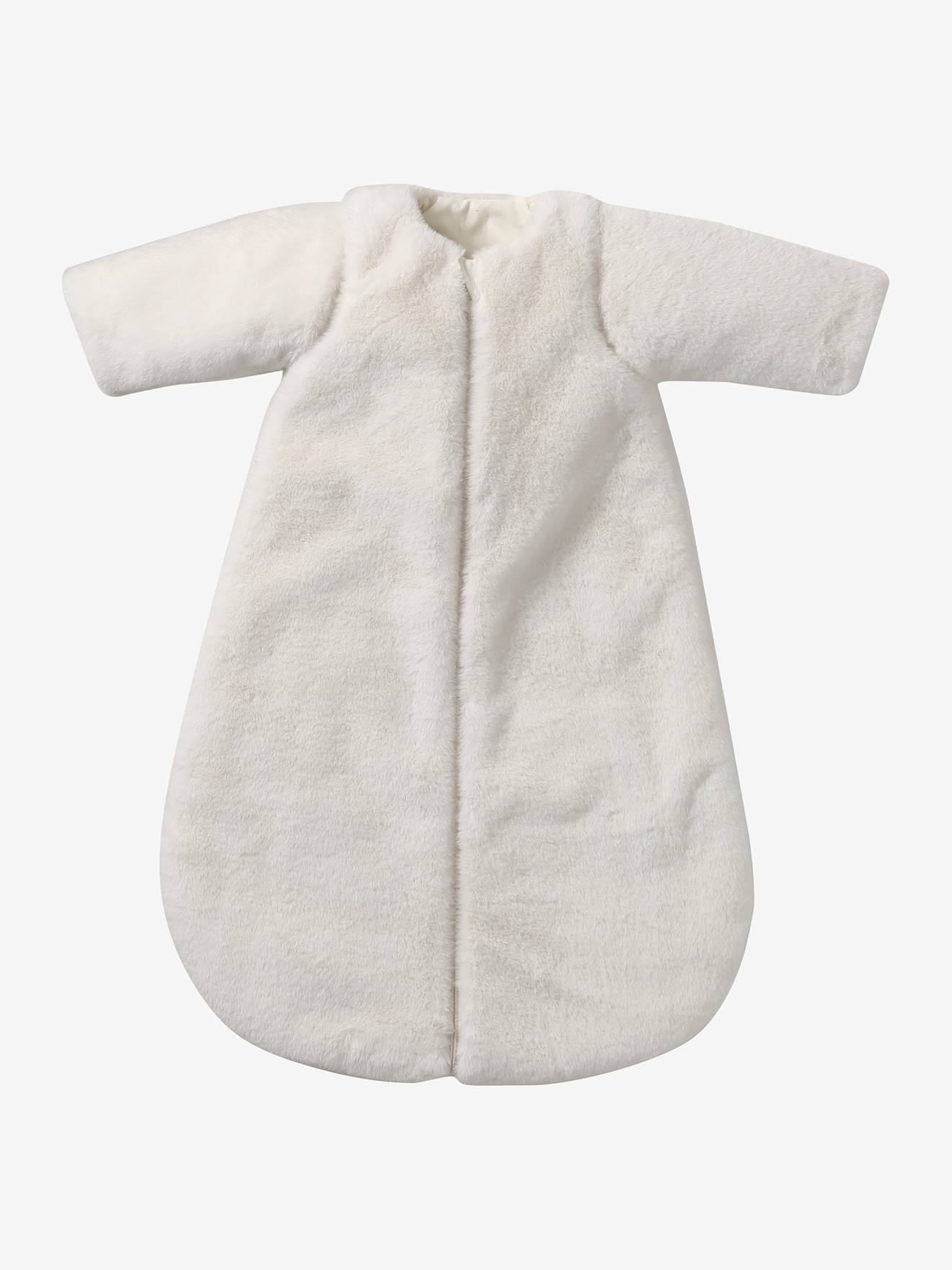 Gigoteuse hiver manches amovibles en fausse fourrure écru