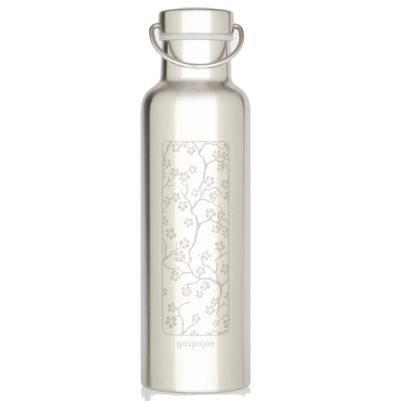 Gourde En Inox Isotherme 750 Ml Groovy Fleurs De Cerisier Gris