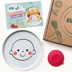 Box assiette porcelaine bonhomme + ventouse + livret d'inspirations  - vertbaudet enfant
