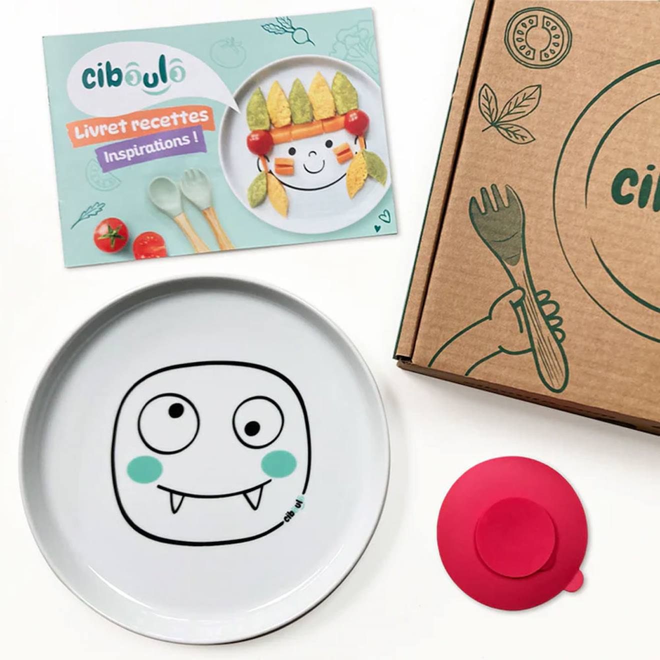 Box Assiette Porcelaine Monstre + Ventouse + Livret D'inspirations Multi-coloured