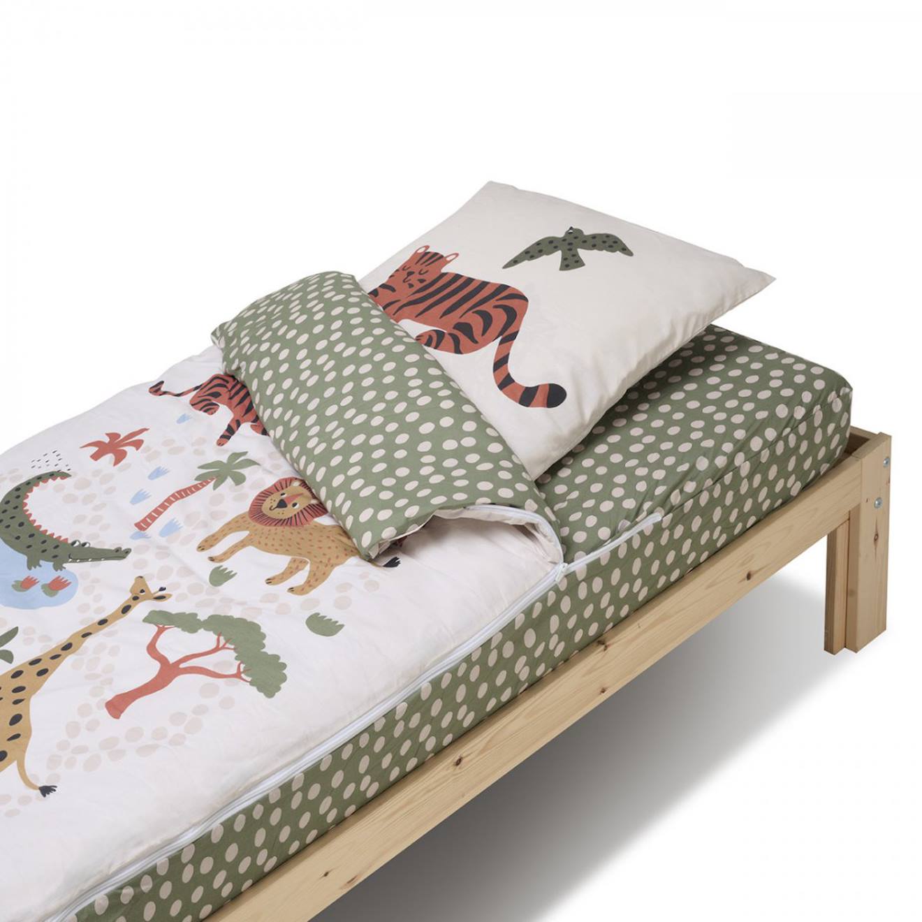 Caradou® Parure De Lit Couette Enfant Jungle Vert Clair