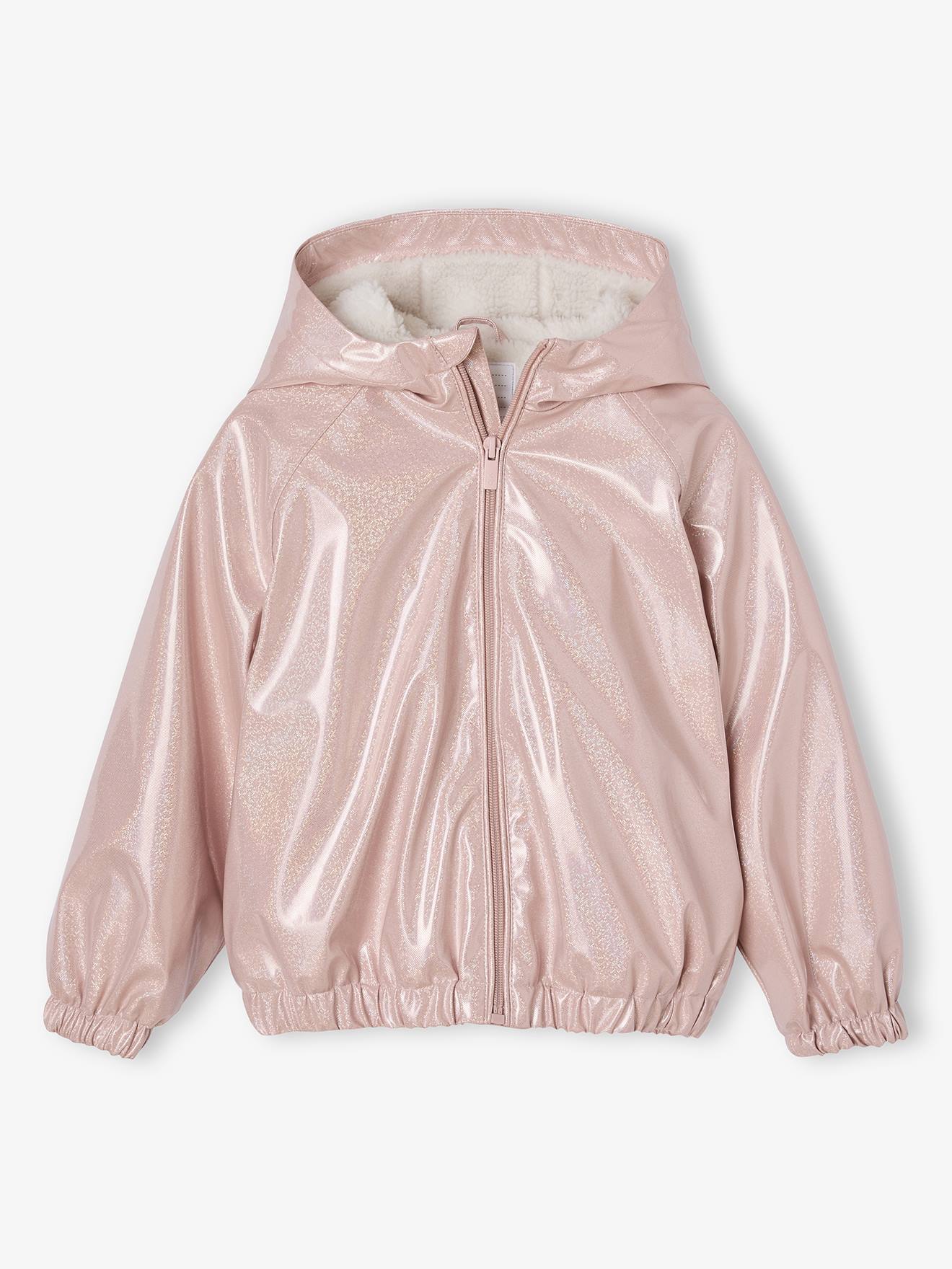 Coupe-vent fille effet brillant doublé rose pâle
