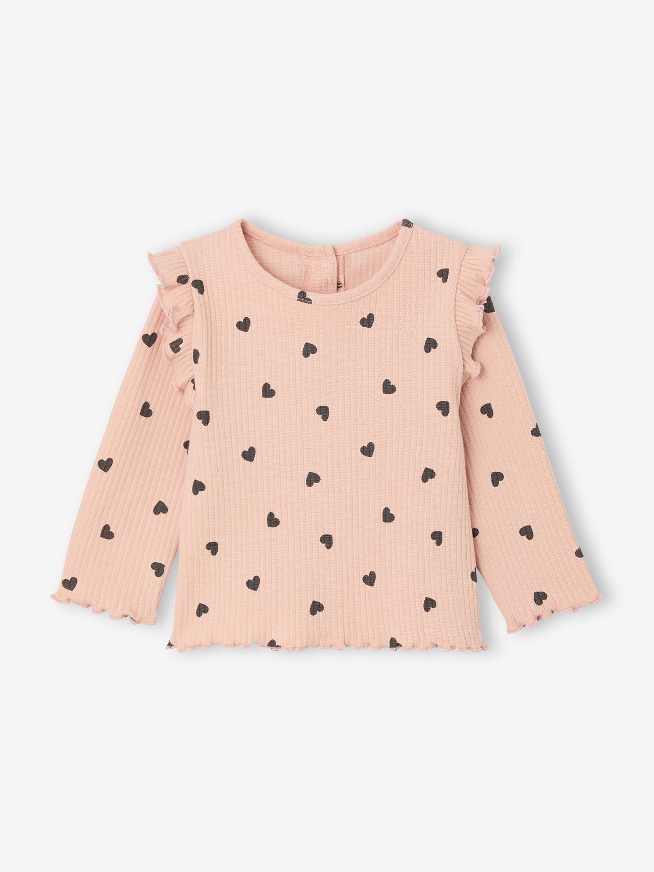 T-shirt en ctes manches volantes bb fille rose poudr 5 €