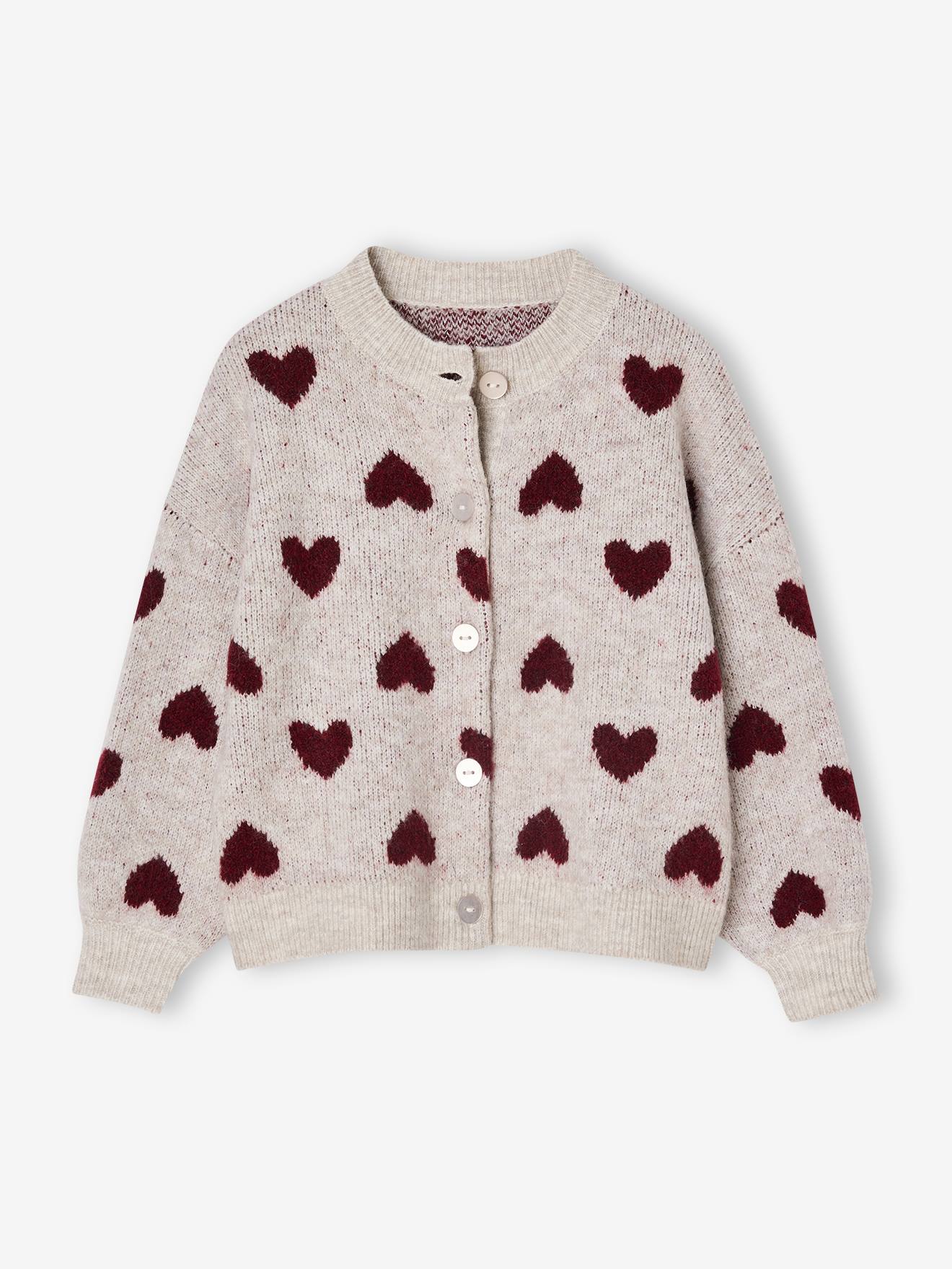 Gilet jacquard coeurs fille beige dor 23 €