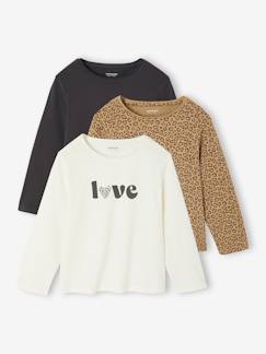 Lot de 3 t-shirts fille fantaisie manches longues  - vertbaudet enfant