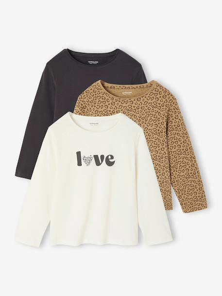 Lot de 3 t-shirts fille fantaisie manches longues  - vertbaudet enfant