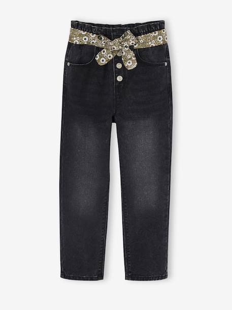 Fille-Jean style paperbag et sa ceinture fleurie fille