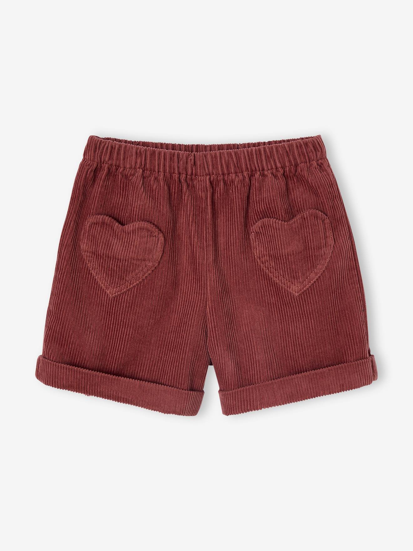 Short en velours poches coeur fille facile enfiler vieux rose 10 €